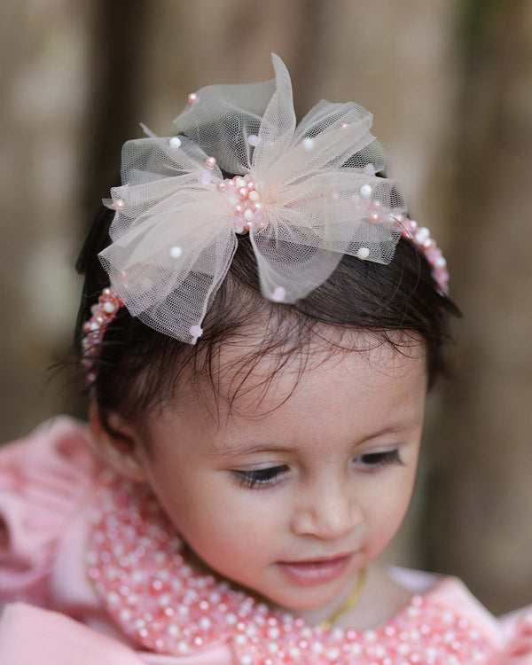 Pearl Blossom Tulle Bow Hairband
