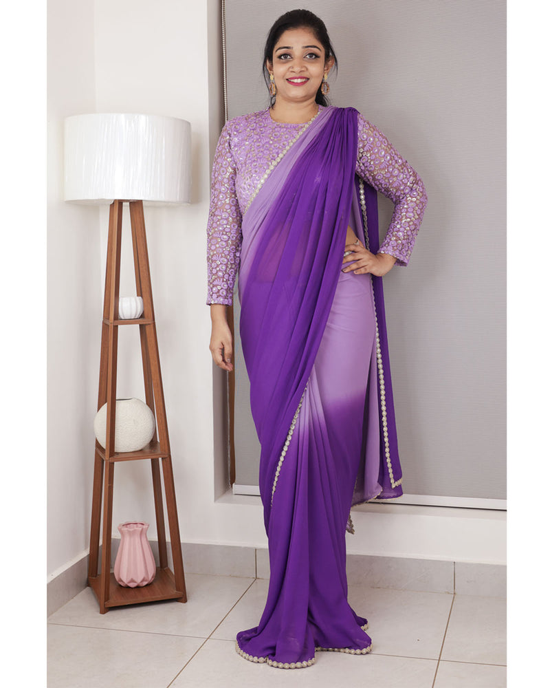 Lavender and Purple Ombre Saree Online | Buy Ombre Sarees Online In India