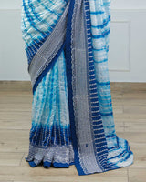 Blue Tie & Dye Shibori Print Saree Online | Buy Printed Designer Sarees Online