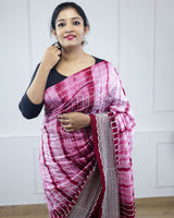 Maroon Tie and Dye Shibori Print Saree Online | Buy Latest Indian Designer Printed Sarees Online