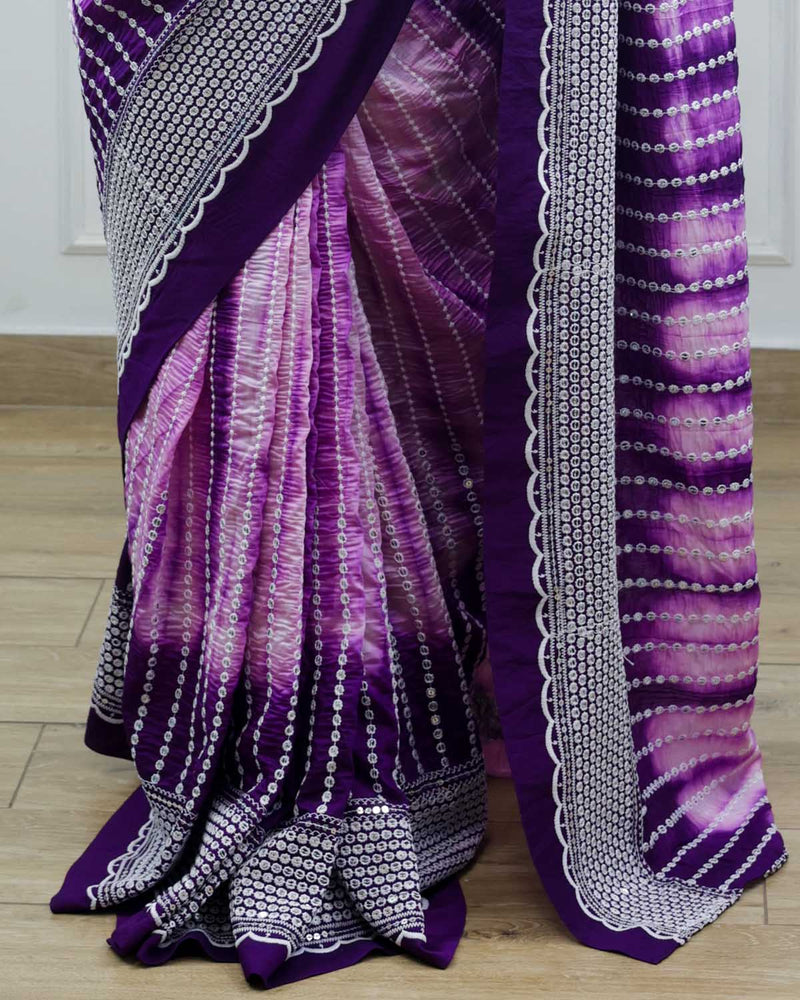 Purple Tie & Dye shibori Print Saree Online | Printed Sarees Online