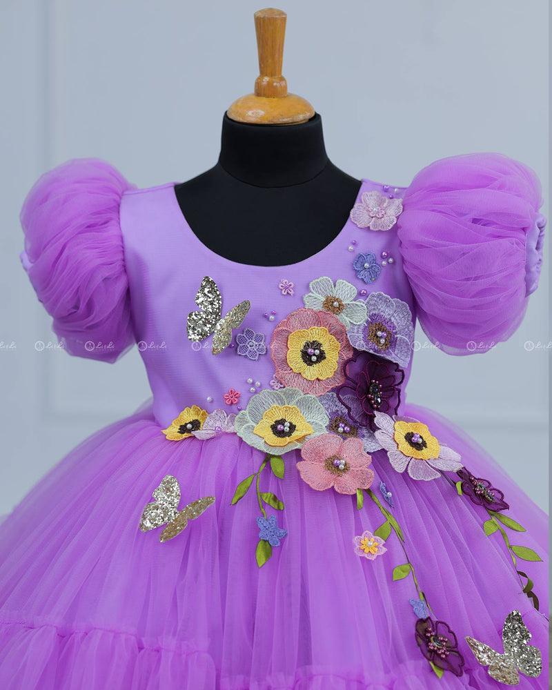 Lavender  Fairy Tale Dress with Wild Flowers.