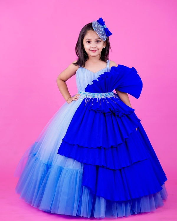 Frozen Elza Theme Gown Blue Shades Couture Gown