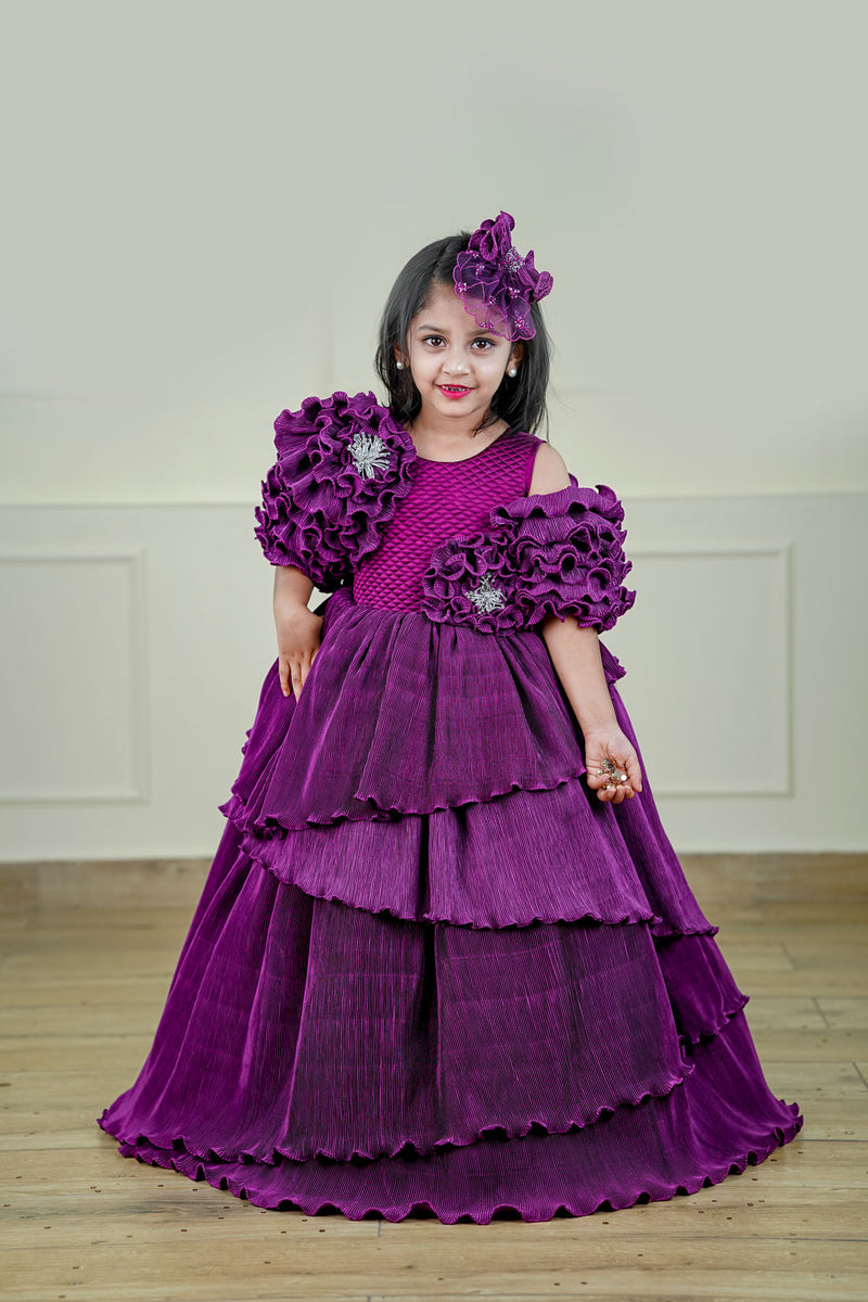 Purple Birthday Girl Party Dress Dark Powder Blue Sequin Gown