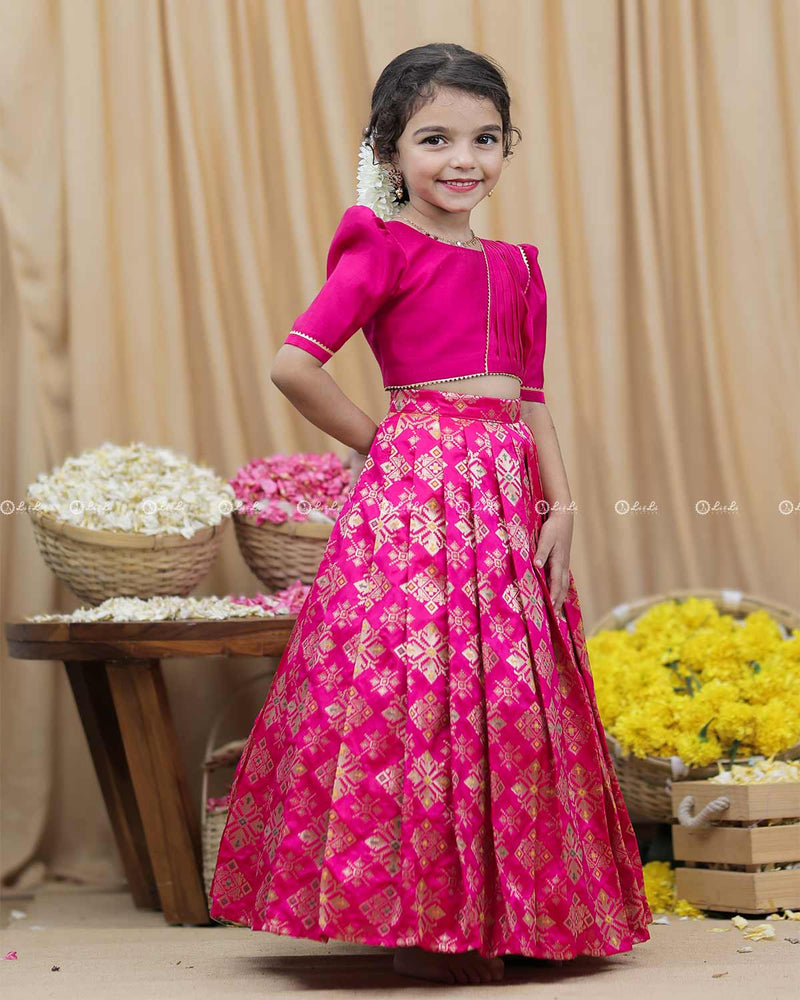 Rani Pink Brocade Skirt with Top.