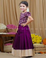 Plum Purple Brocade Top and Skirt.