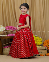 Red Ethnic Skirt with Saree Top.