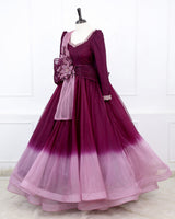 Blush Plum Harmony Gown with Twirled Detachable Floral Belt
