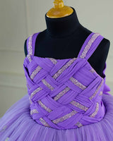 Lavender Embroidery Ball Gown with Weaving Yoke Pattern and Highlighted Handwork.