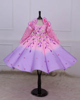 Dreamy  Pink Lavender Bloom Panel Gown