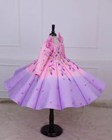 Dreamy  Pink Lavender Bloom Panel Gown