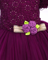 Purple Embroidery Sequenece Simple Gown