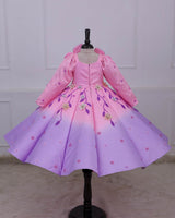 Dreamy  Pink Lavender Bloom Panel Gown