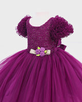 Purple Embroidery Sequenece Simple Gown