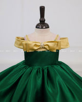 Dark Green Cold Shoulder Twirl Gown