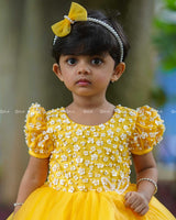 Mari Gold Yellow Dress with Sequence Yoke.