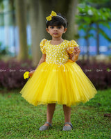 Mari Gold Yellow Dress with Sequence Yoke.