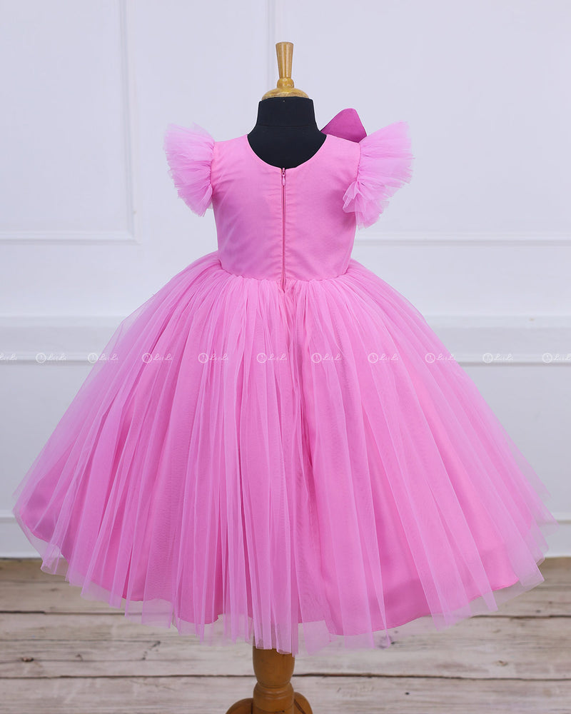 Pink Lavender Gown with Handcrafted Butterfly Wings