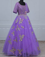 Alia Inspired Full Gown in Lavender Shade with Intricate Handworks.