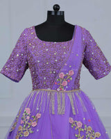 Alia Inspired Full Gown in Lavender Shade with Intricate Handworks.