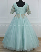 Alia Inspired Full Gown in Pastel Powder Blue Shade with Intricate Handworks