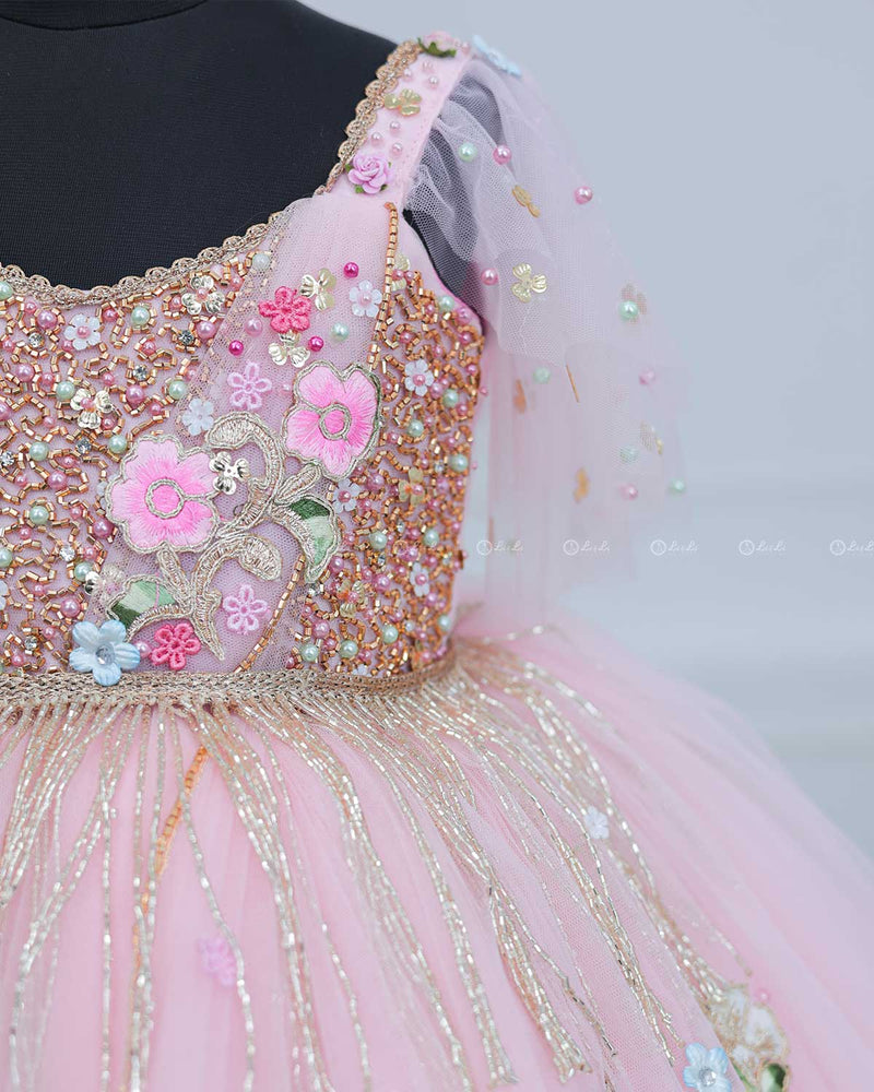 Icy Pink Gown with Intricate Handworks