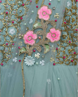 Alia Inspired Full Gown in Pastel Powder Blue Shade with Intricate Handworks