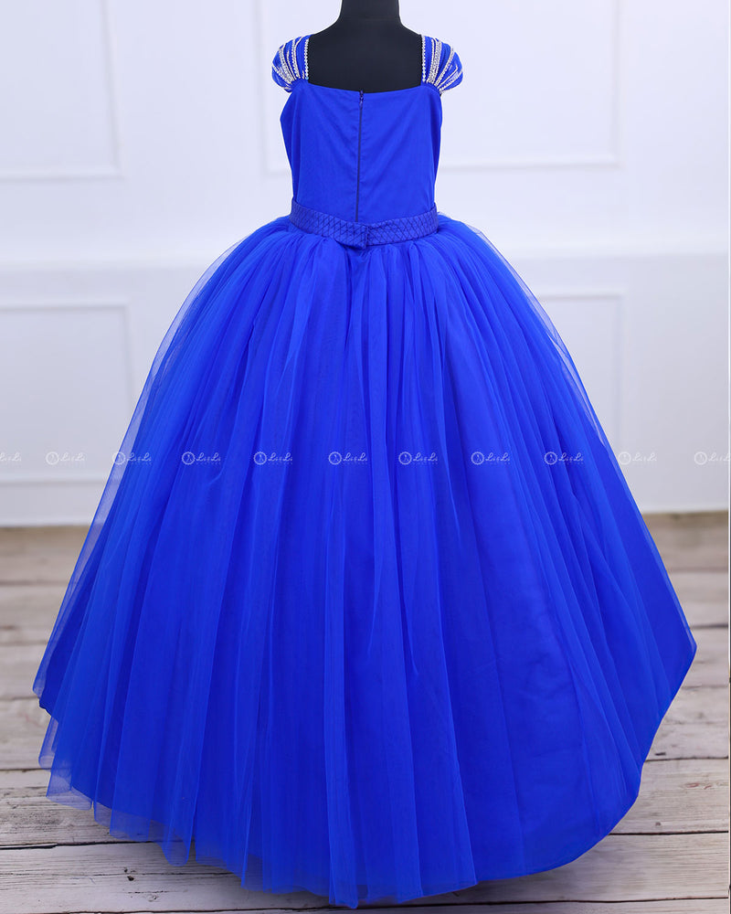 Monarch Butterfly Theme Gown in Royal Blue Color with Detachable Wings and Belt