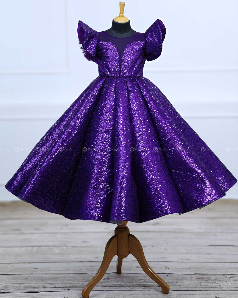 Purple Flip Up Sequence Panel Gown.