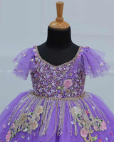 Lavender Gown with Intricate Handworks