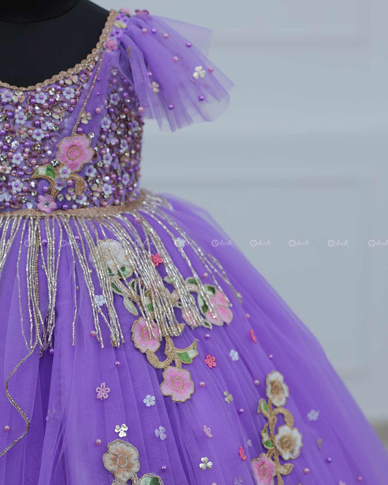 Lavender Gown with Intricate Handworks