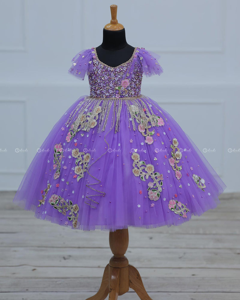 Lavender Gown with Intricate Handworks