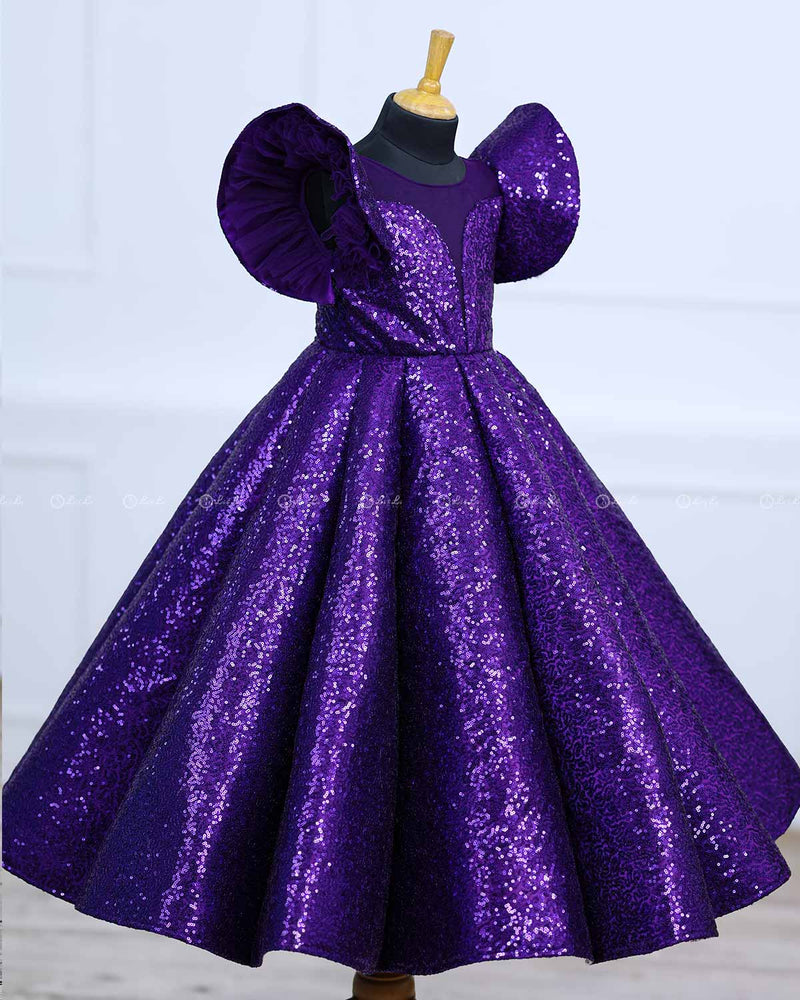 Purple Flip Up Sequence Panel Gown.