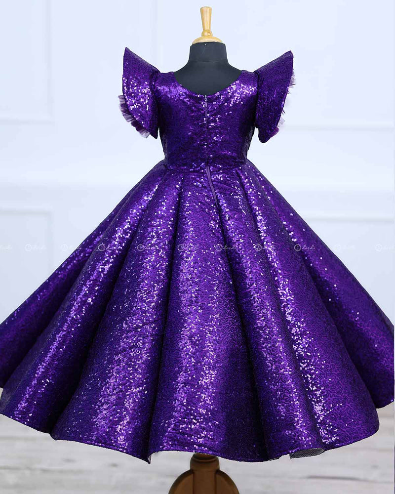 Purple Flip Up Sequence Panel Gown.