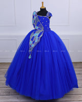 Monarch Butterfly Theme Gown in Royal Blue Color with Detachable Wings and Belt