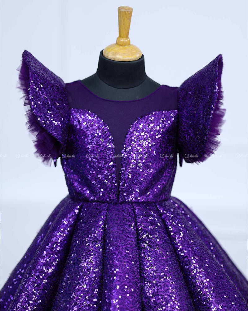 Purple Flip Up Sequence Panel Gown.