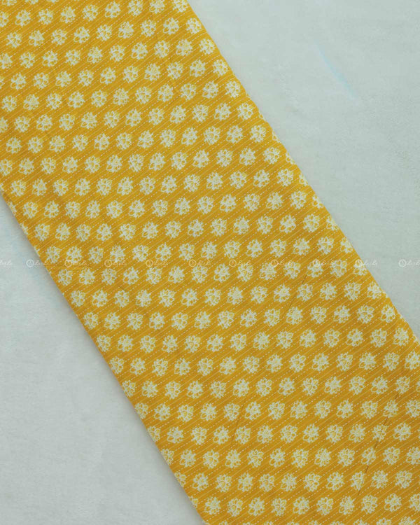 Floral Printed  Yellow Cotton Fabric