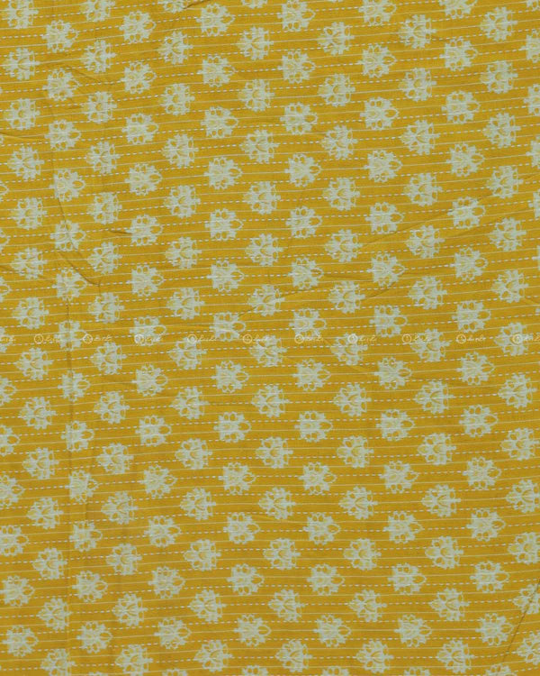 Floral Printed  Yellow Cotton Fabric