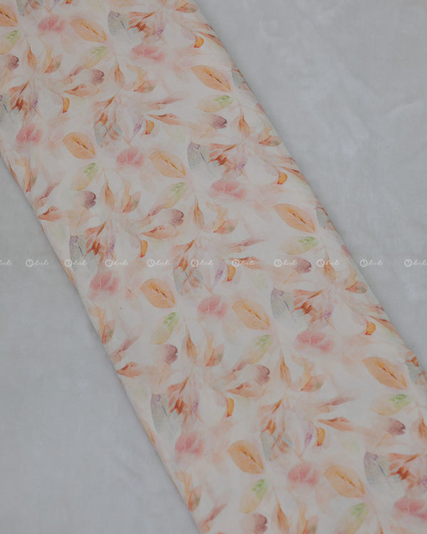 Dusty Peach Polyster Modal Printed Fabric.