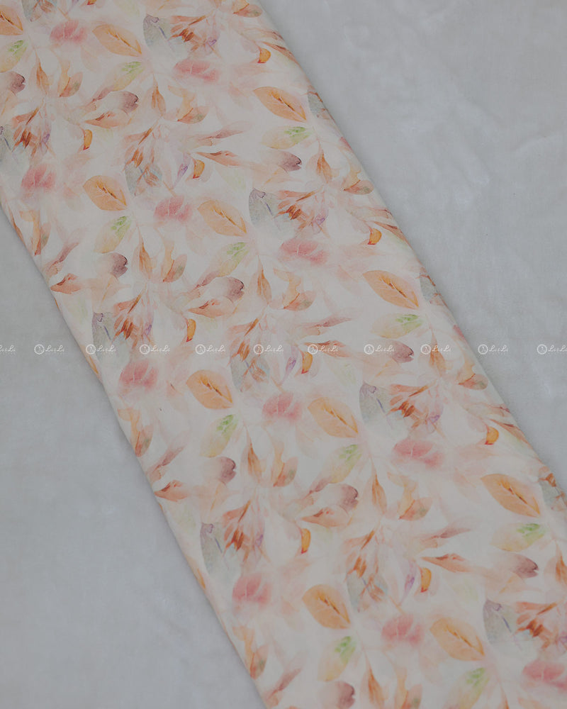 Dusty Peach Polyster Modal Printed Fabric.