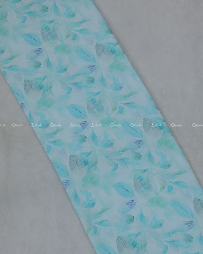 Aqua Blue Polyster Modal Printed Fabric.