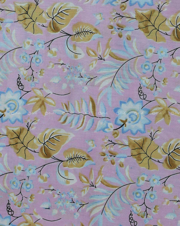 Lavender Cotton Fabric with Floral Print