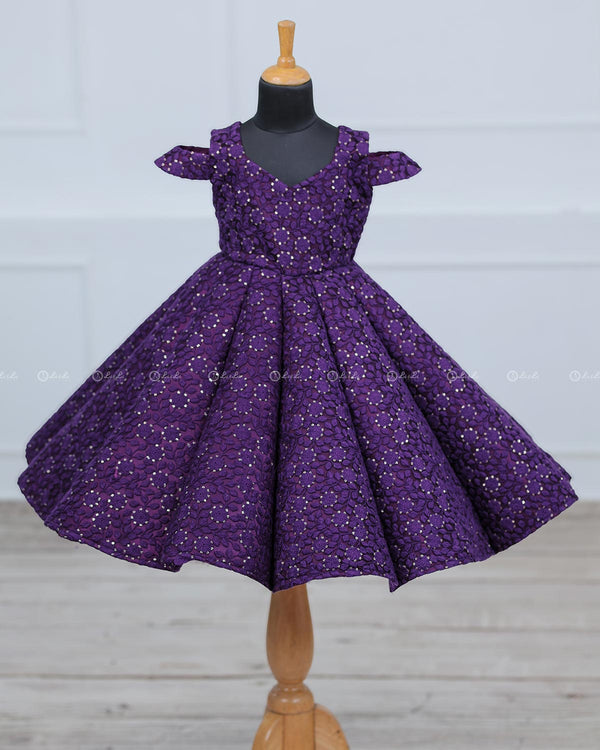 Purple Shaded Floral Panel Gown