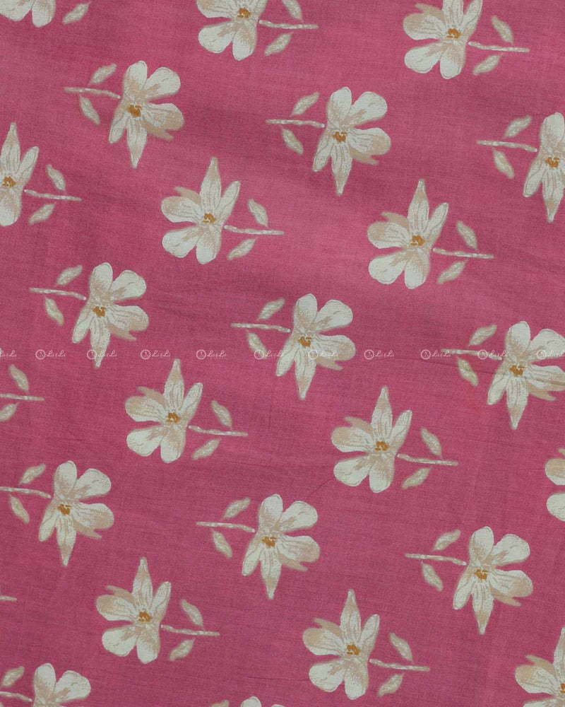 Floral Printed Pink Cotton Fabric