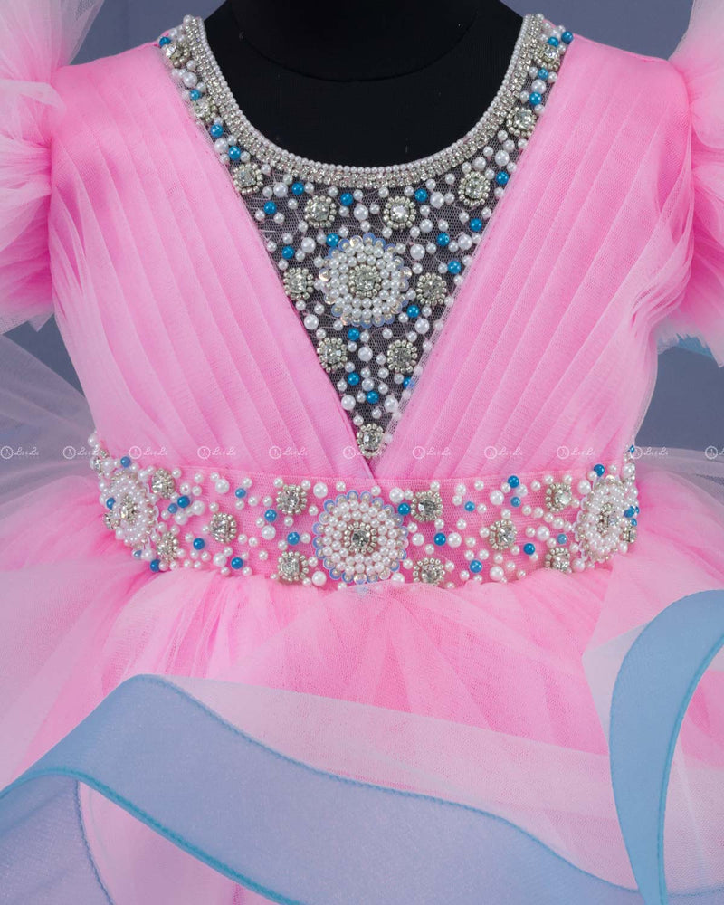 Blue and White Kids Twirled Gown Online | Kids Twirl Dresses Online India www.liandli.in Blue and White Kids Twirled Gown Online | Kids Twirl Dresses Online India www.liandli.in