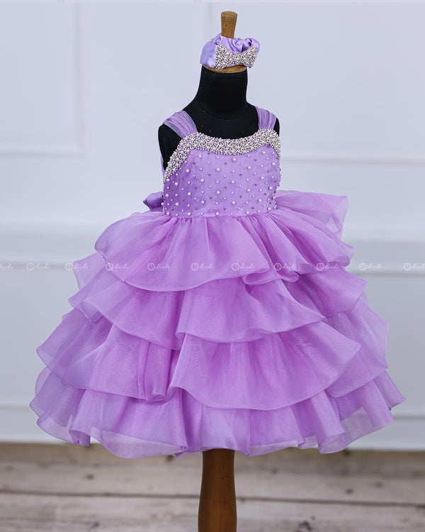 Lavender Organza Layered Gown