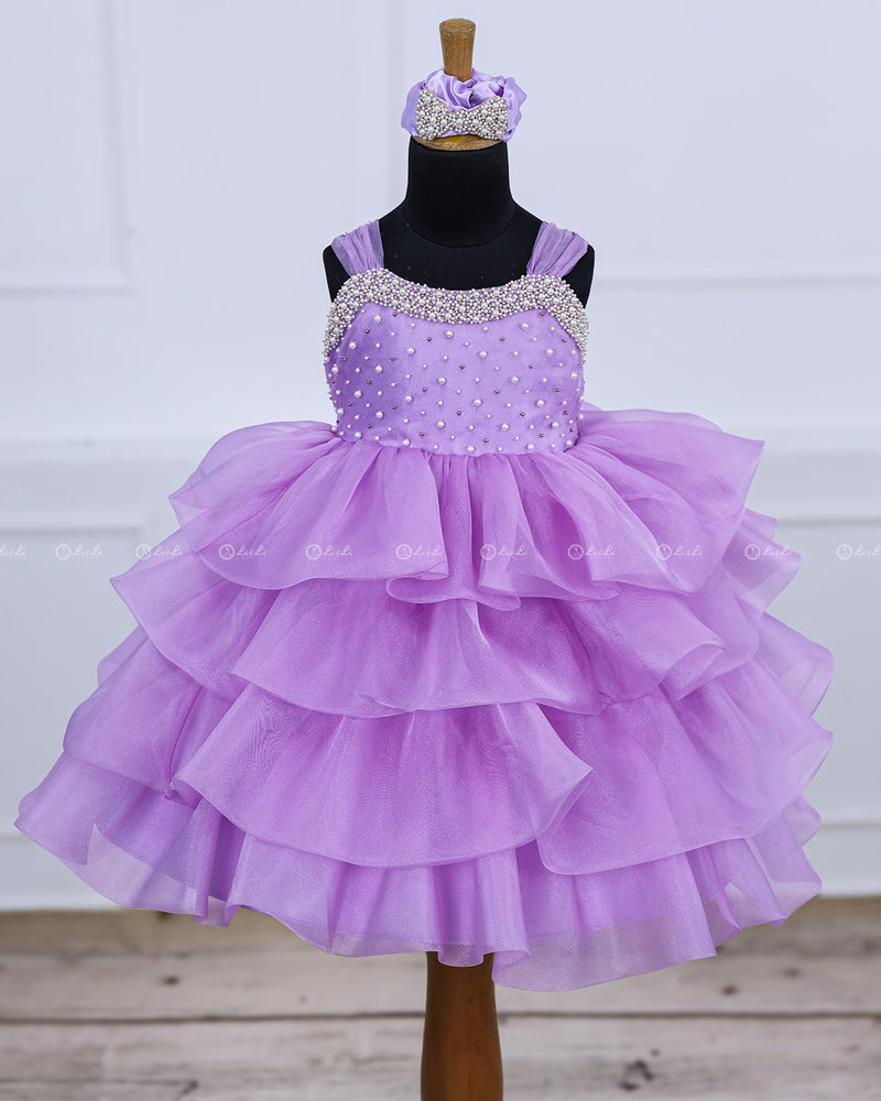 Lavender Organza Layered Gown