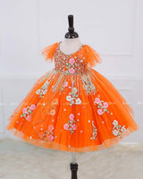Orange Gown with Intricate Handworks