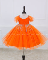 Orange Gown with Intricate Handworks