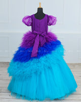 Purple with Blue shaded Feather Frill with Peacock Feather Emblishment